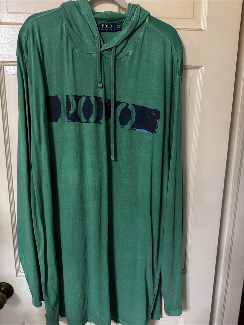 Polo by Ralph Lauren Forest Green Hooded Long-Sleeve Shirt with Navy Logo